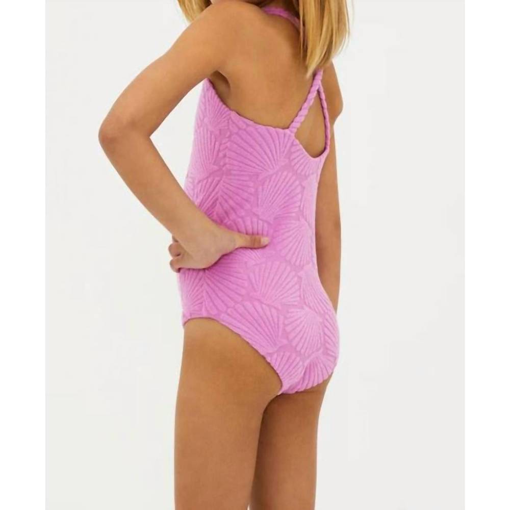 Beach Riot Pink Shell-Texture Kids One-Piece Swimsuit - Picture 2 of 3